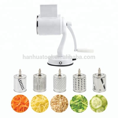 Multi Grinder With Suction Cup And 5 Drum Blades Rotary Drum Grater Multi Vegetable Cheese Grinder