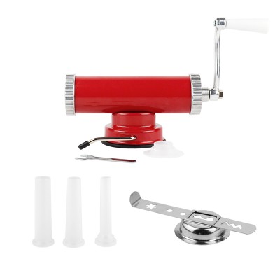 1 LBS Red Sausage Stuffer Aluminum Alloy Sausage Filler With Suction Base Metal Cookie Press Sausage Make Tool