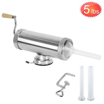 5LBS Stainless Steel Sausage Stuffer Manual Salami Maker Homemade Sausage Filling Machine